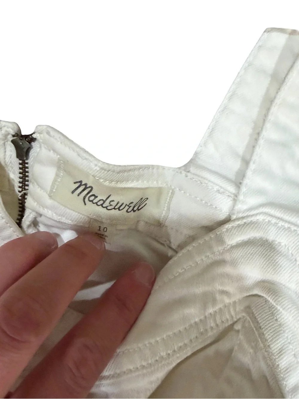 ๐ค Madewell Denim Seamed Wide-Leg Jumpsuit Pure White Size 10 - Picture 7 of 16